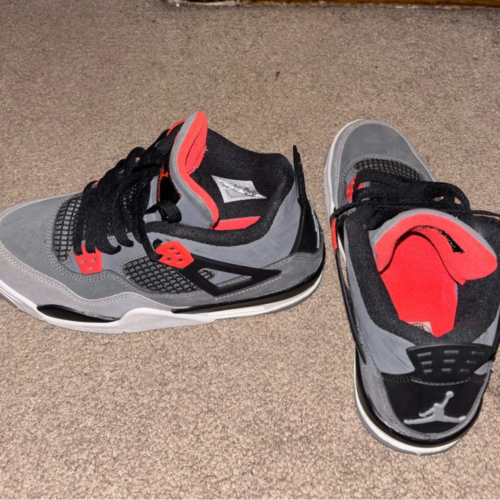 Gray and Red Athletic Sneakers